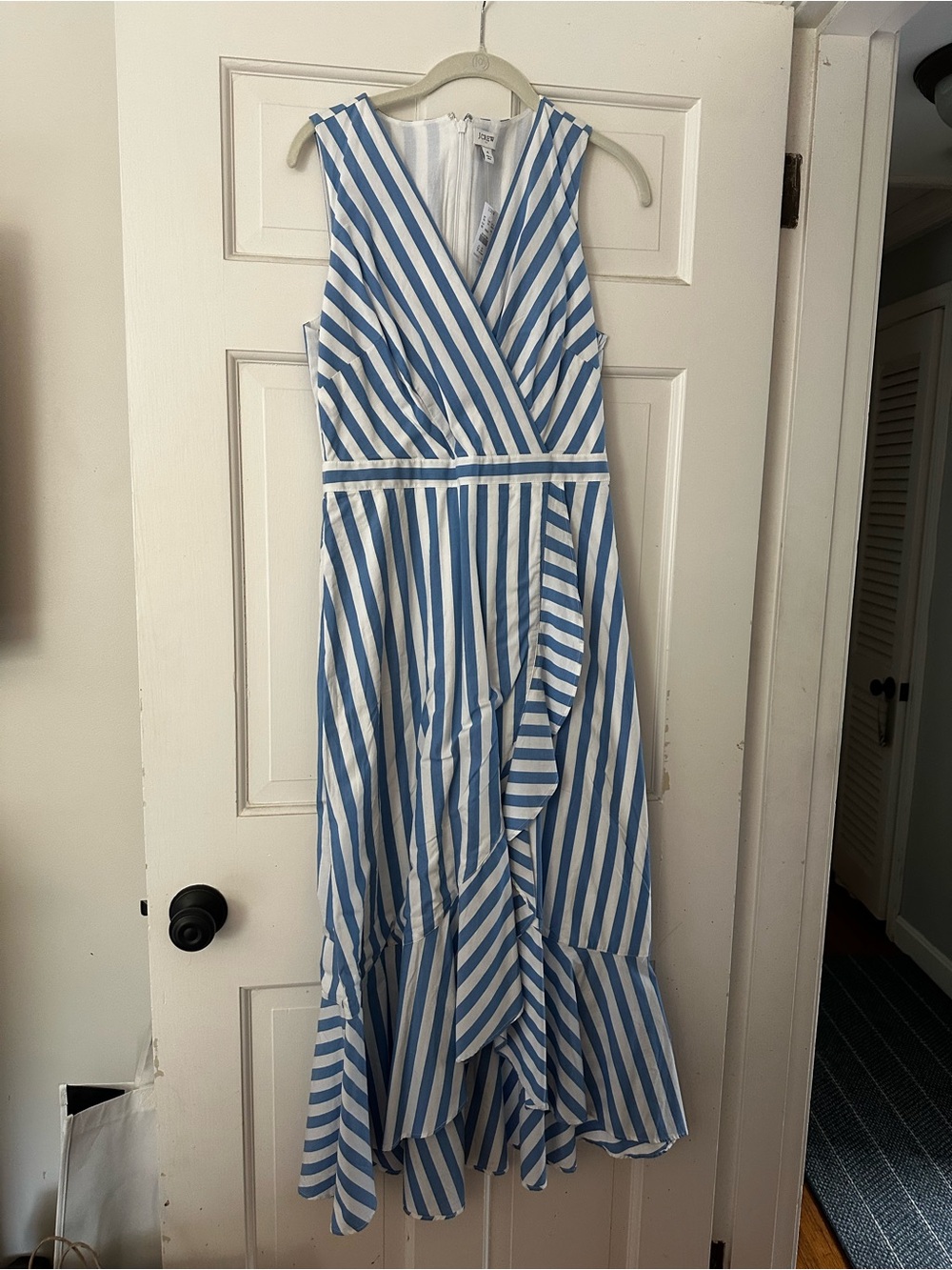 J.Crew cabana stripe V-neck faux wrap maxi dress
